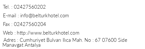 Beltrk Apart Hotel telefon numaralar, faks, e-mail, posta adresi ve iletiim bilgileri